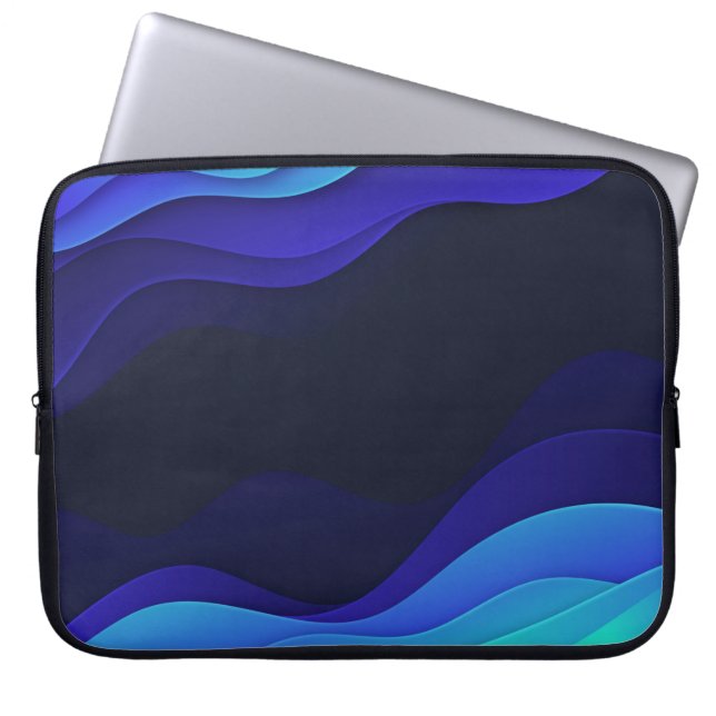 Elegant Blue Abstrakt Vinkarare Laptop sleeve (Framsidan)