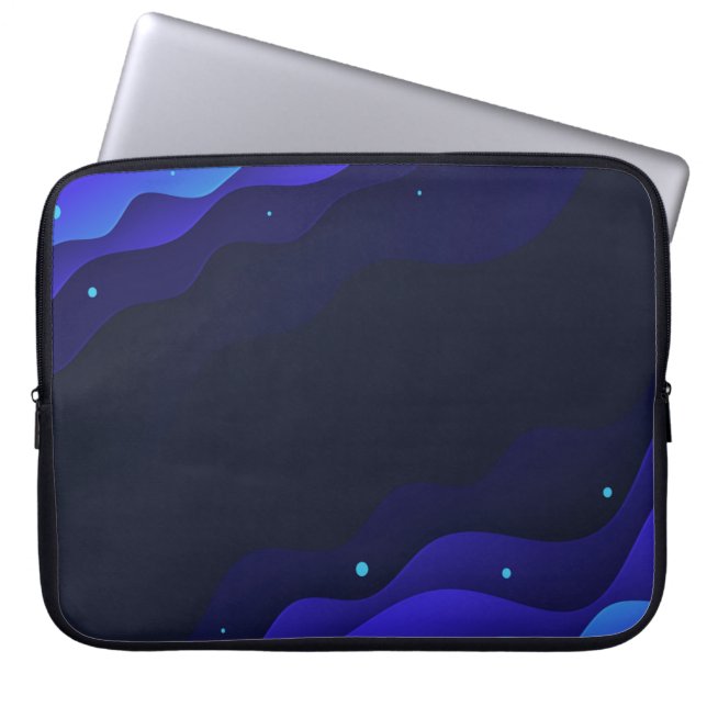 Elegant Blue Abstrakt Vinkarare Laptop sleeve (Framsidan)