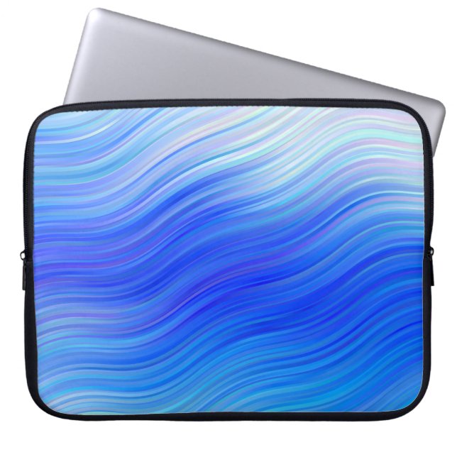 Elegant Blue Abstrakt Vinkarare Laptop sleeve (Framsidan)