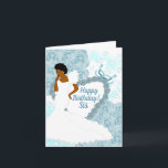 Elegant Blue African American Sister Birthday Kort<br><div class="desc">Den här blommigten ro födelsedag har en afrikansk amerikansk kvinna med en vacker vit gåva. Skicka ett hjärtligt kort till din syster som uttrycker exakt vad du ville säga.</div>
