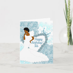 Elegant Blue African American Sister Birthday Kort