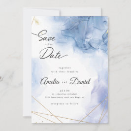 Elegant Blue Agate bröllop Save the Date Inbjudningar