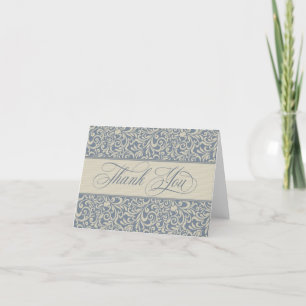Elegant Blue and Beige Baroque Damask Tack Kort