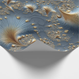 Elegant Blue and Gold Abstract Luxury Wrapping Pap Presentpapper