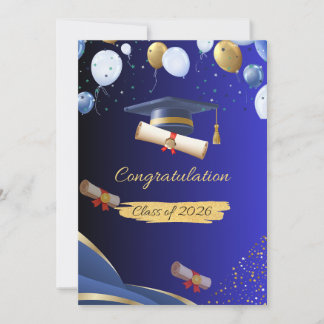 Elegant Blue and Gold Graduation Congratulations C Meddelande