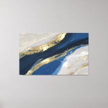 Elegant Blue and Guld Abstrakt Art
