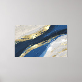 Elegant Blue and Guld Abstrakt Art Canvastryck