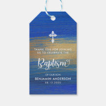 Elegant Blue and Guld Boy Baptism Tack