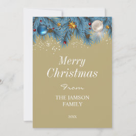 Elegant Blue and Guld God jul Card Julkort