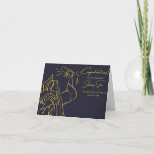 Elegant Blue and Guld Studenten Card Kort