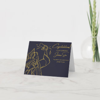 Elegant Blue and Guld Studenten Card Kort