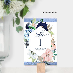 Elegant Blue and Rosa Blommigt Quinceañera Bordsnummer