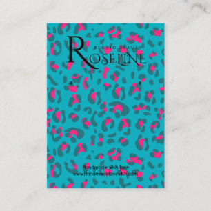 Elegant Blue and rosa Leopard Print Visning Card Visitkort