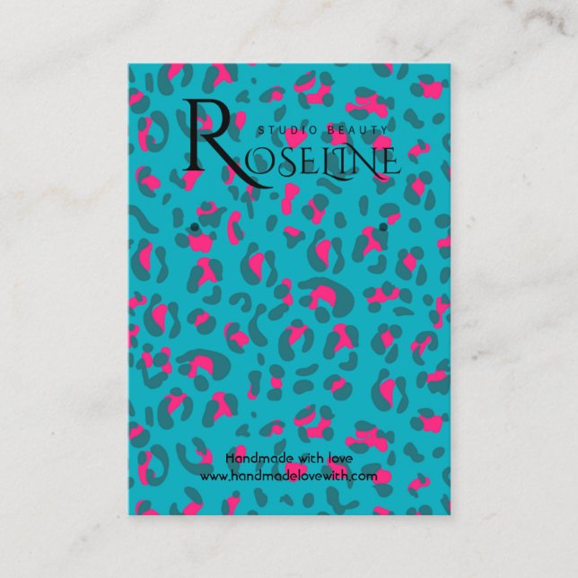 Elegant Blue and rosa Leopard Print Visning Card Visitkort (Framsida)