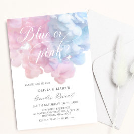 Elegant blue and rosa röker Baby Gender Reveal Inbjudningar