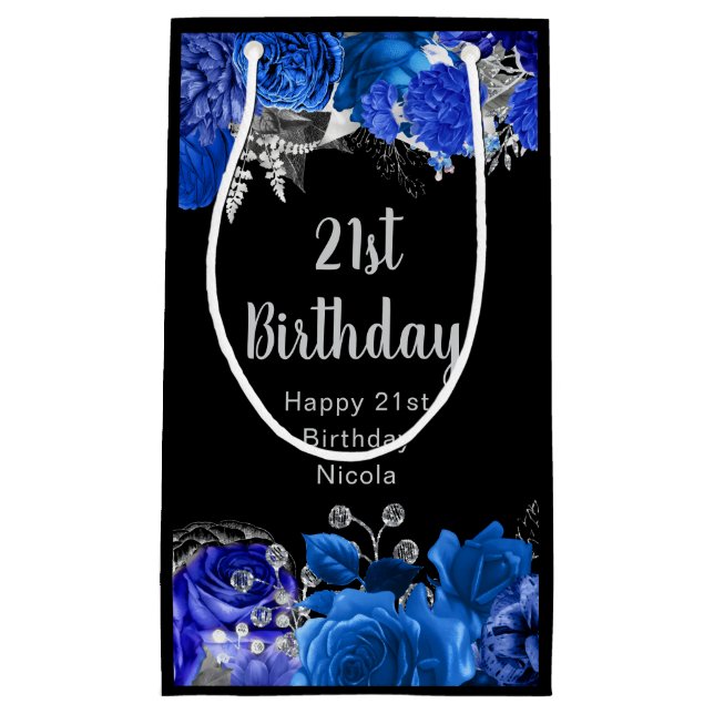 Elegant Blue and Silver Flowers Birthday Party (Framsidan)