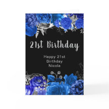 Elegant Blue and Silver Flowers Birthday Party