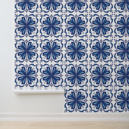 Elegant Blue and White Blommigt Mediterranean Tile