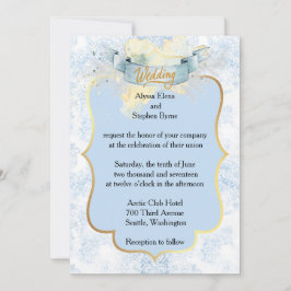 Elegant Blue and White Champagne Bröllop Inbjudningar