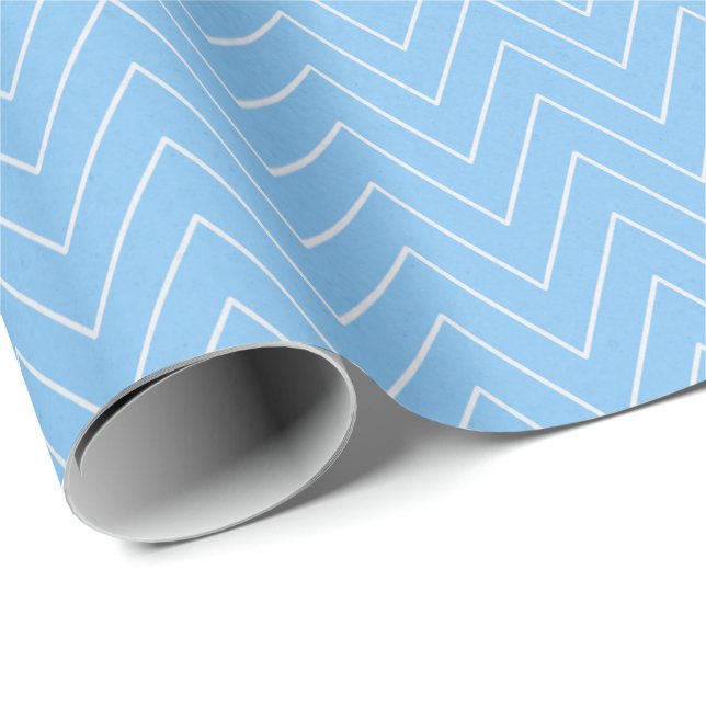 Elegant Blue and White Chevron Gift Wrap Presentpapper (Rullad Hörn)