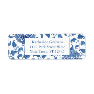 Elegant Blue and White Chinoiserie Returadress Returadress Etikett