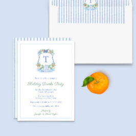 Elegant Blue and White Citrus Vapensköld Helgdagar Inbjudningar