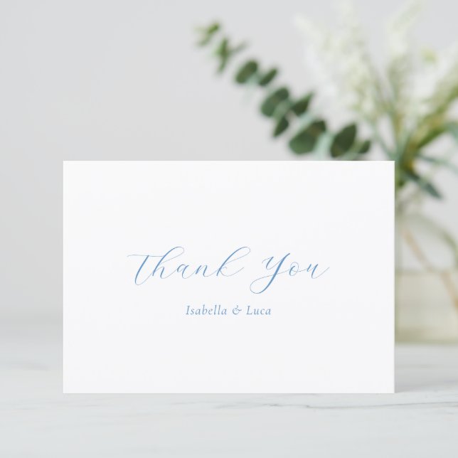Elegant Blue and White Coastal Chic Wedding Tack Kort (Stående Fram)