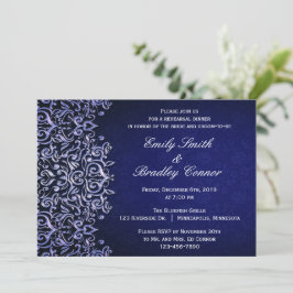 Elegant Blue and White Damask Rehearsal Middag Inbjudningar