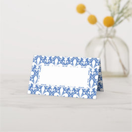 Elegant Blue and White Fleur de Lys Dinner Bord Placeringskort