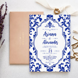 Elegant Blue and White Floral Classic Chinoiserie Inbjudningar