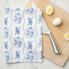 Elegant Blue and White Floral Kitchen Towel Kökshandduk