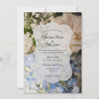 Elegant Blue and white Floral Wedding Invitation Inbjudningar
