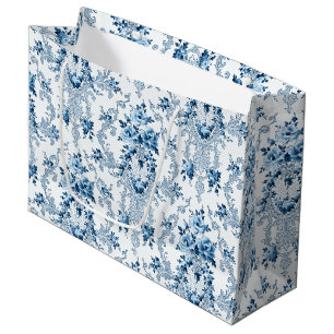 Elegant Blue and White Fransk Rococo Blommigt