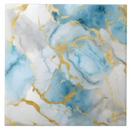 Elegant Blue And White Gold Marble Pattern  Kakelplatta