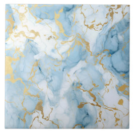 Elegant Blue And White Gold Marble Pattern  Kakelplatta