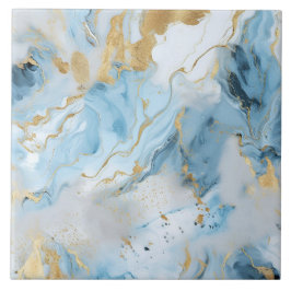 Elegant Blue And White Gold Marble Pattern  Kakelplatta
