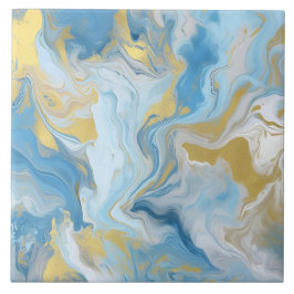 Elegant Blue And White Gold Marble Pattern  Kakelplatta