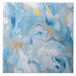 Elegant Blue And White Gold Marble Pattern  Kakelplatta