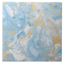 Elegant Blue And White Gold Marble Pattern  Kakelplatta