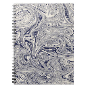 Elegant Blue and White Marble Swirl Anteckningsbok
