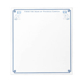 Elegant Blue and White Pottery Hundar Desk Anteckningsblock