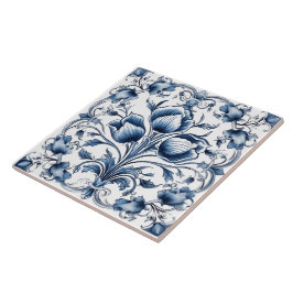 Elegant Blue and White Rustic Azulejo Tile Design Kakelplatta
