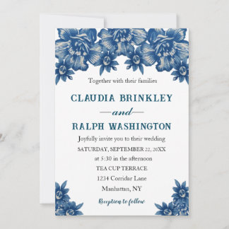 Elegant Blue and White Toile De Jouy Invitation Inbjudningar