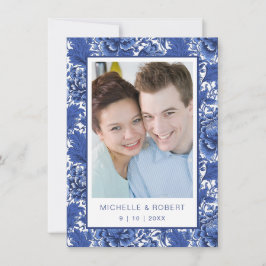Elegant Blue and White Vintage Blommigt Chintz Inbjudningar
