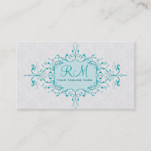 Elegant Blue and White Vintage Snöre Ram Visitkort