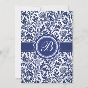 Elegant Blue and White William Morris Blommigt Inbjudningar