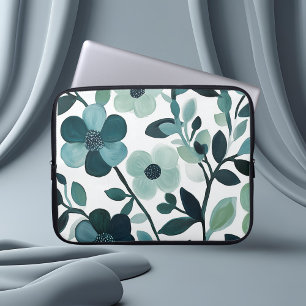 Elegant Blue Aqua Blommigt Botanical Electronics B Laptop Fodral