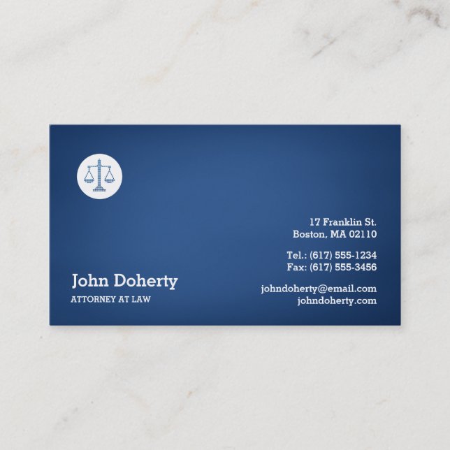 Elegant Blue Attorney Act Visitkort (Framsida)