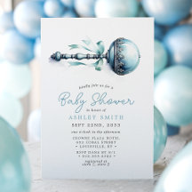 Elegant Blue Baby Rattle Boy Shower