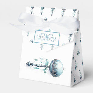 Elegant Blue Baby Rattle Boy Shower Presentaskar